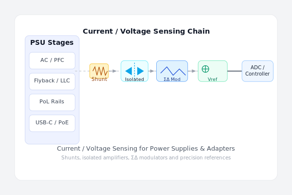 Current & Voltage Sensing in Power Supplies & Adapters