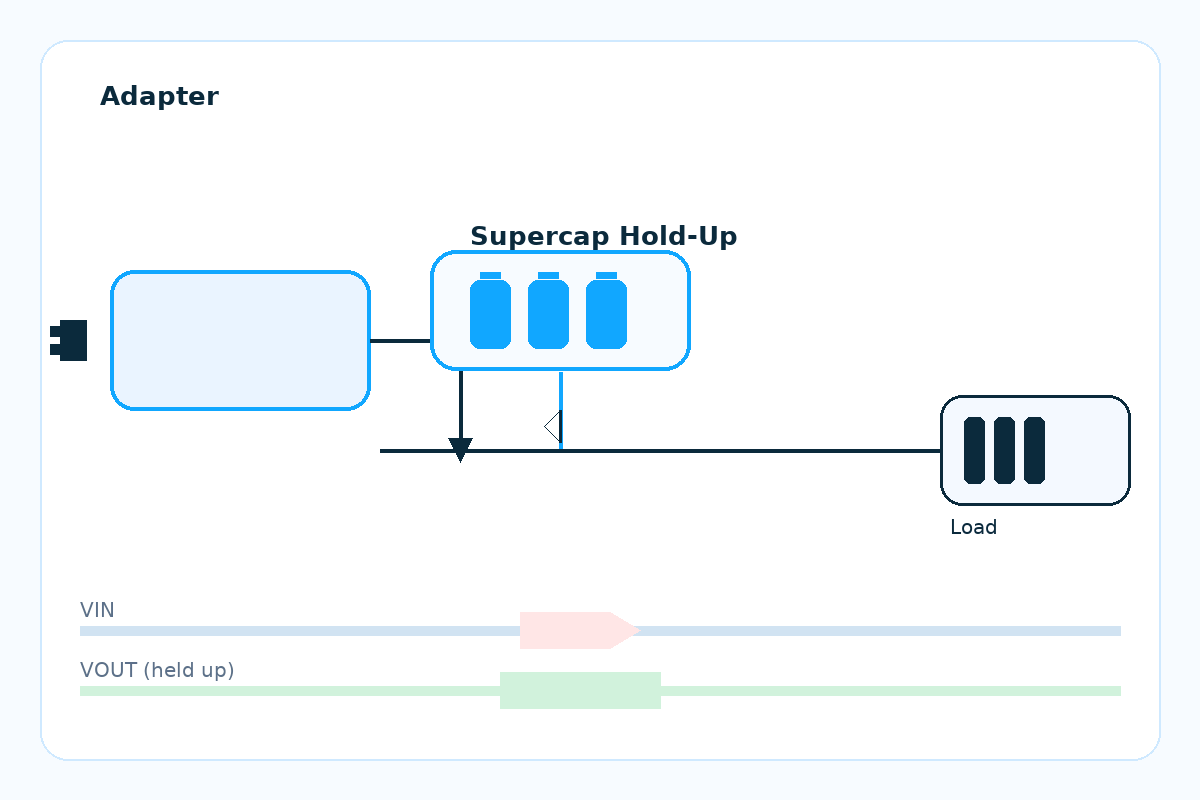 Hold-Up & Backup Supercap Design for AC Adapters