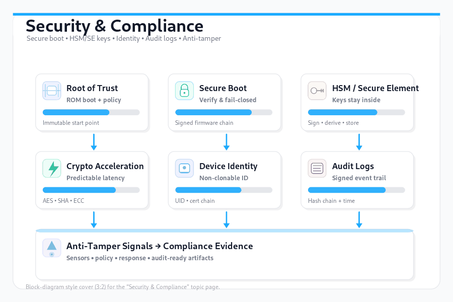 Medical Security & Compliance: Secure Boot, HSM, Logs