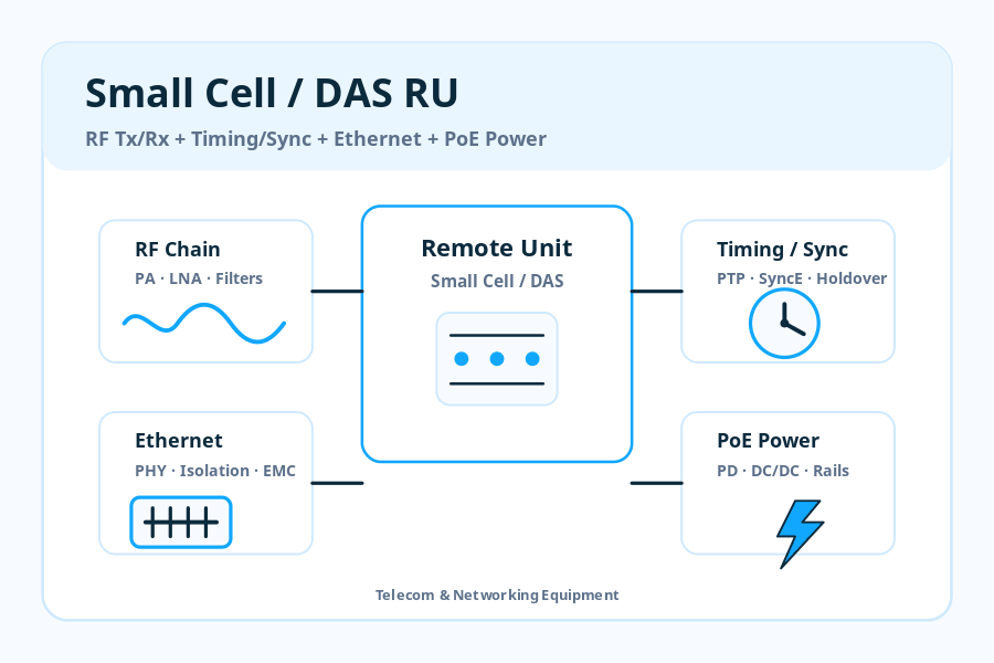 Small Cell Rru Parts Small Cell & DAS RU: RF Chain, Sync, PoE Power