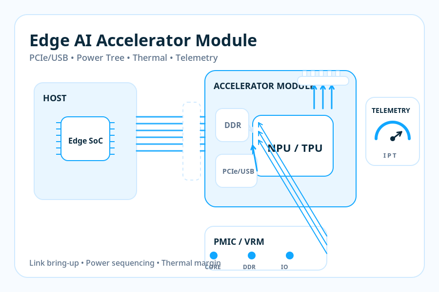 Edge AI Accelerator Module: PCIe/USB, Power, Thermal