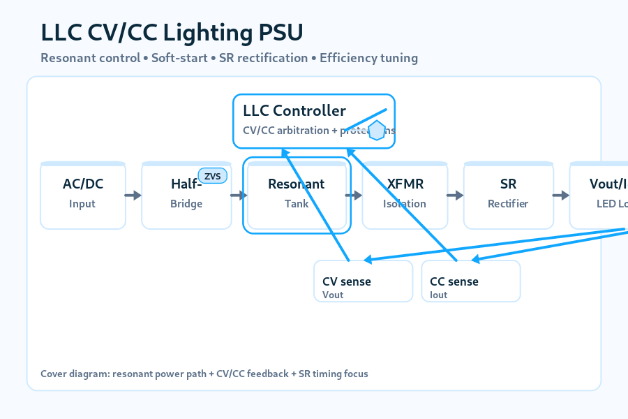 LLC CV/CC Lighting PSU: Control, SR, Efficiency Tuning