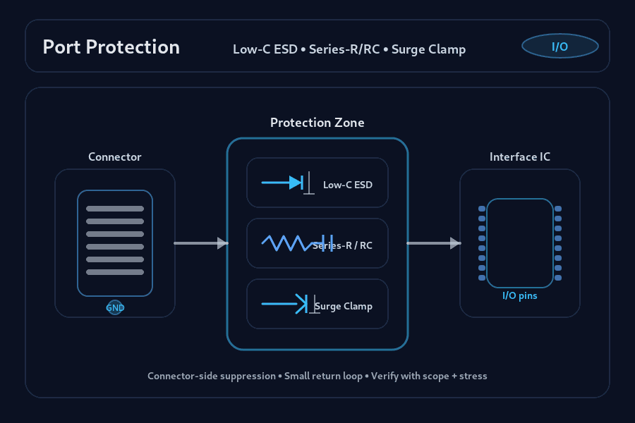 Port Protection: Low-C ESD, Series-R/RC, Surge Clamps