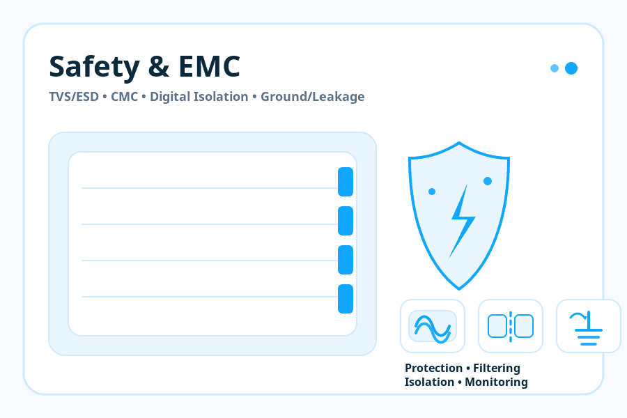 Server Safety & EMC Subsystem: ESD, TVS, Isolation