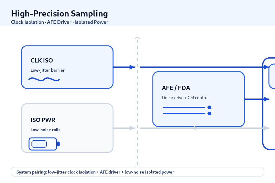 Mid Point Sampling Clock High-Precision Sampling Isolation: Clock, AFE, Power